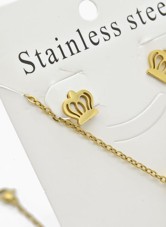 SET DE COLLAR, DIJE Y ARETES EN ACERO INOXIDABLE 316L