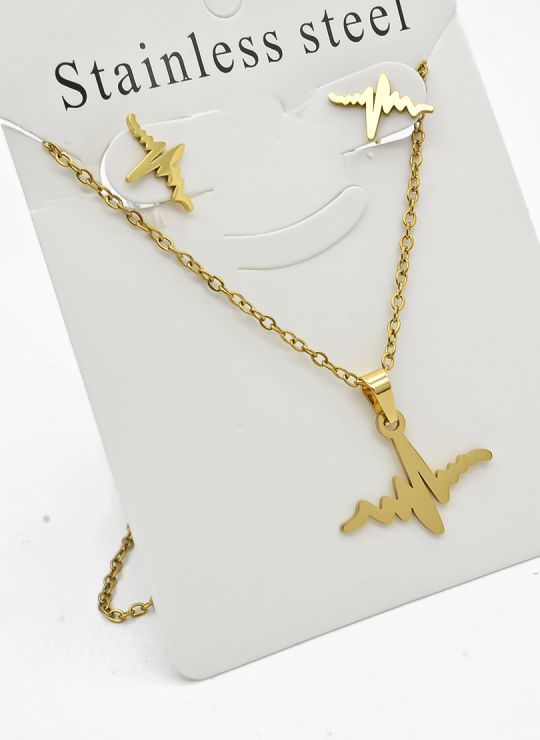 SET DE COLLAR, DIJE Y ARETES EN ACERO INOXIDABLE 316L