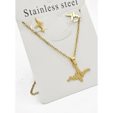 SET DE COLLAR, DIJE Y ARETES EN ACERO INOXIDABLE 316L