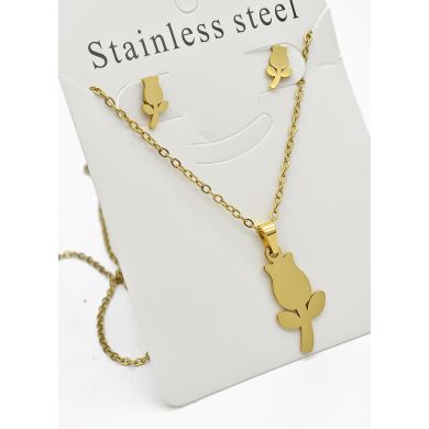 SET DE COLLAR, DIJE Y ARETES EN ACERO INOXIDABLE 316L