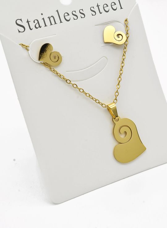 SET DE COLLAR, DIJE Y ARETES EN ACERO INOXIDABLE 316L