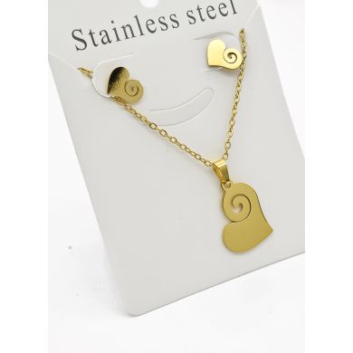 SET DE COLLAR, DIJE Y ARETES EN ACERO INOXIDABLE 316L
