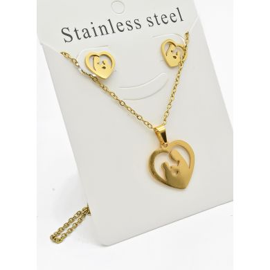 SET DE COLLAR, DIJE Y ARETES EN ACERO INOXIDABLE 316L