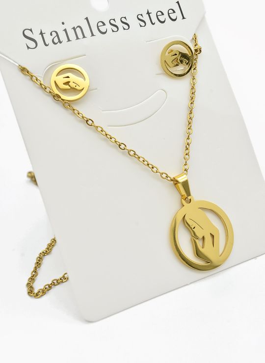SET DE COLLAR, DIJE Y ARETES EN ACERO INOXIDABLE 316L