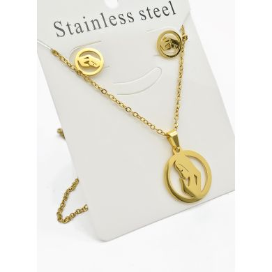 SET DE COLLAR, DIJE Y ARETES EN ACERO INOXIDABLE 316L
