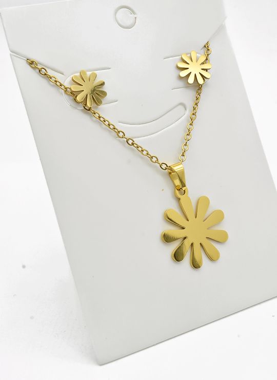 SET DE COLLAR, DIJE Y ARETES EN ACERO INOXIDABLE 316L