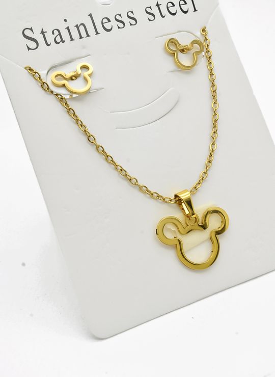 SET DE COLLAR, DIJE Y ARETES EN ACERO INOXIDABLE 316L
