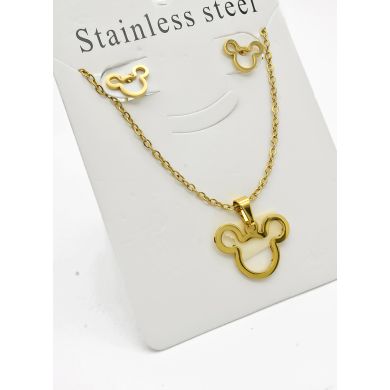 SET DE COLLAR, DIJE Y ARETES EN ACERO INOXIDABLE 316L