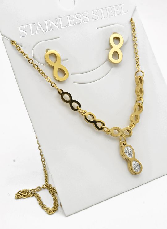 SET DE COLLAR, DIJE Y ARETES EN ACERO INOXIDABLE 316L