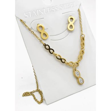 SET DE COLLAR, DIJE Y ARETES EN ACERO INOXIDABLE 316L