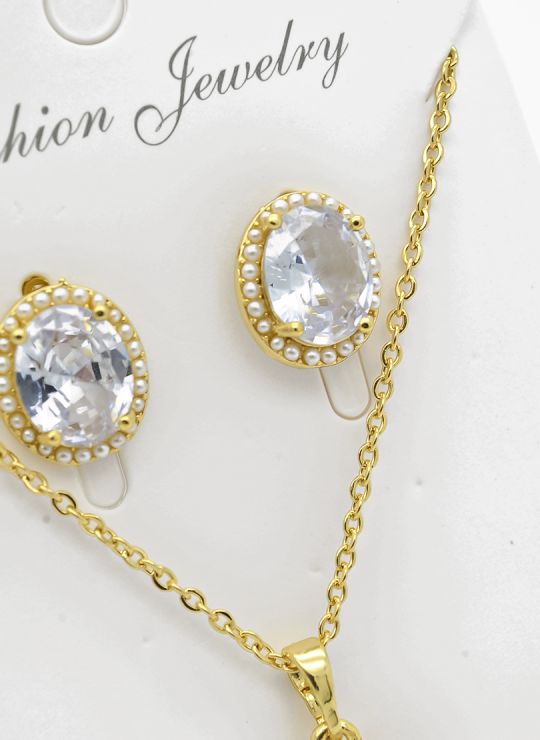 SET DE COLLAR Y DIJE EN RODIO CON MICROCIRCIONES/XUPING