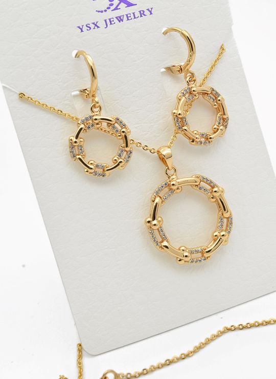 SET DE COLLAR Y DIJE EN RODIO CON MICROCIRCIONES/XUPING