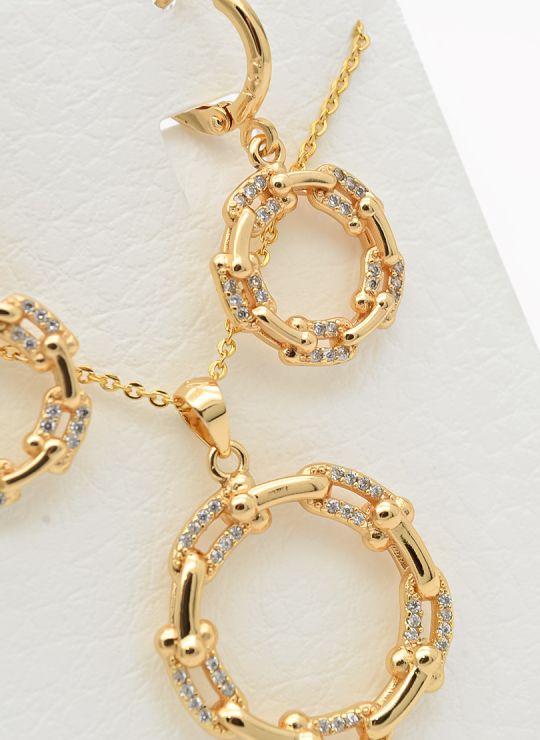 SET DE COLLAR Y DIJE EN RODIO CON MICROCIRCIONES/XUPING