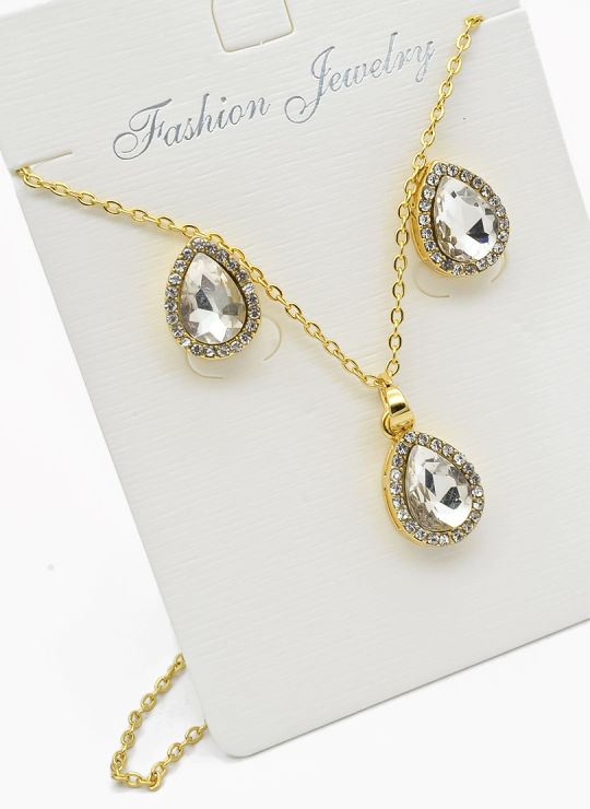 SET DE COLLAR Y DIJE EN RODIO CON MICROCIRCIONES/XUPING