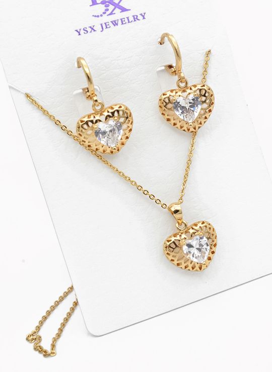 SET DE COLLAR Y DIJE EN RODIO CON MICROCIRCIONES/XUPING