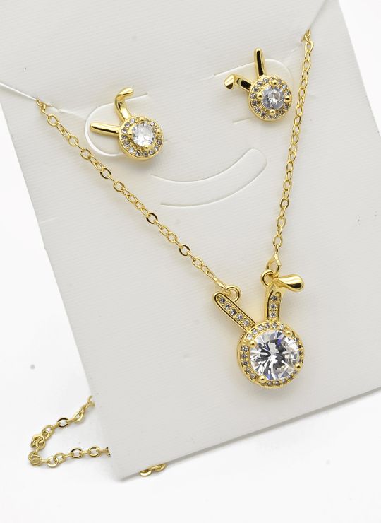 SET DE COLLAR Y DIJE EN RODIO CON MICROCIRCIONES/XUPING