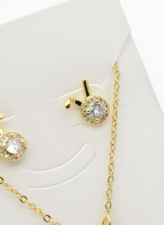 SET DE COLLAR Y DIJE EN RODIO CON MICROCIRCIONES/XUPING