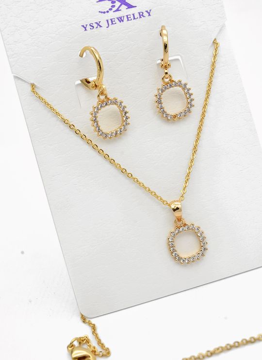 SET DE COLLAR Y DIJE EN RODIO CON MICROCIRCIONES/XUPING