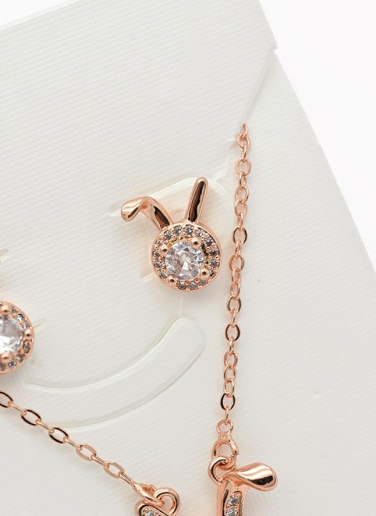 SET DE COLLAR Y DIJE EN RODIO CON MICROCIRCIONES/XUPING