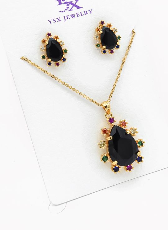 SET DE COLLAR Y DIJE EN RODIO CON MICROCIRCIONES/XUPING