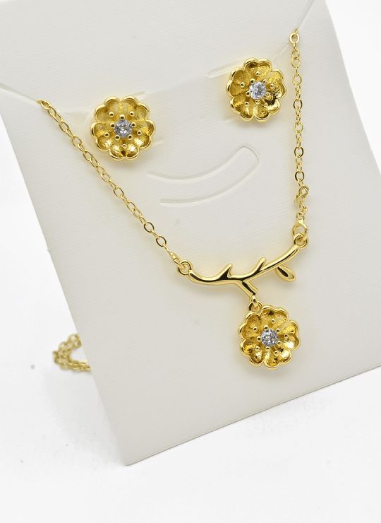 SET DE COLLAR Y DIJE EN RODIO CON MICROCIRCIONES/XUPING