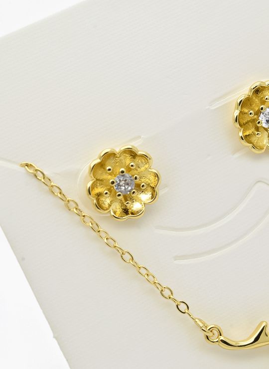 SET DE COLLAR Y DIJE EN RODIO CON MICROCIRCIONES/XUPING
