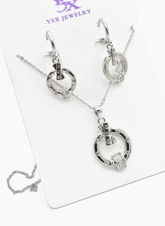 SET DE COLLAR Y DIJE EN RODIO CON MICROCIRCIONES/XUPING