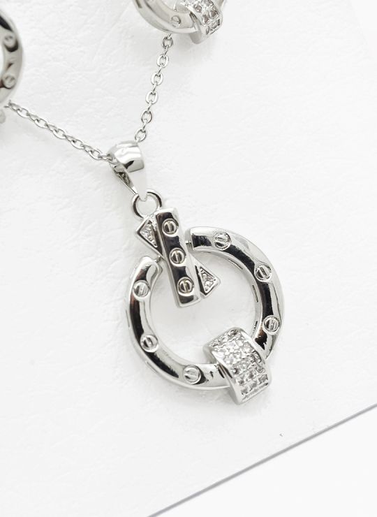 SET DE COLLAR Y DIJE EN RODIO CON MICROCIRCIONES/XUPING