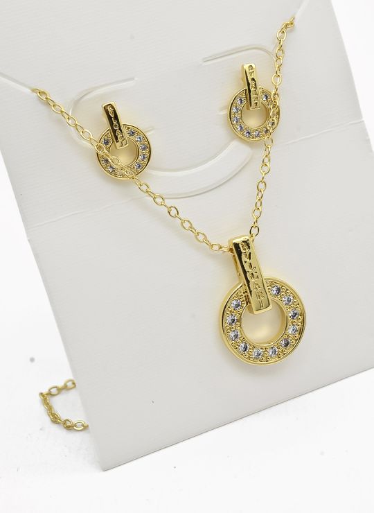 SET DE COLLAR Y DIJE EN RODIO CON MICROCIRCIONES/XUPING