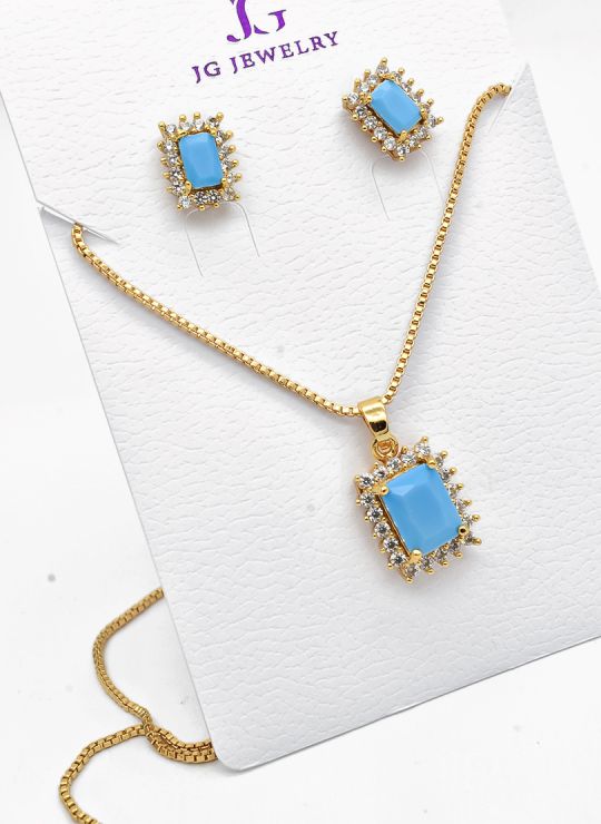 SET DE COLLAR Y DIJE EN RODIO CON MICROCIRCIONES/XUPING