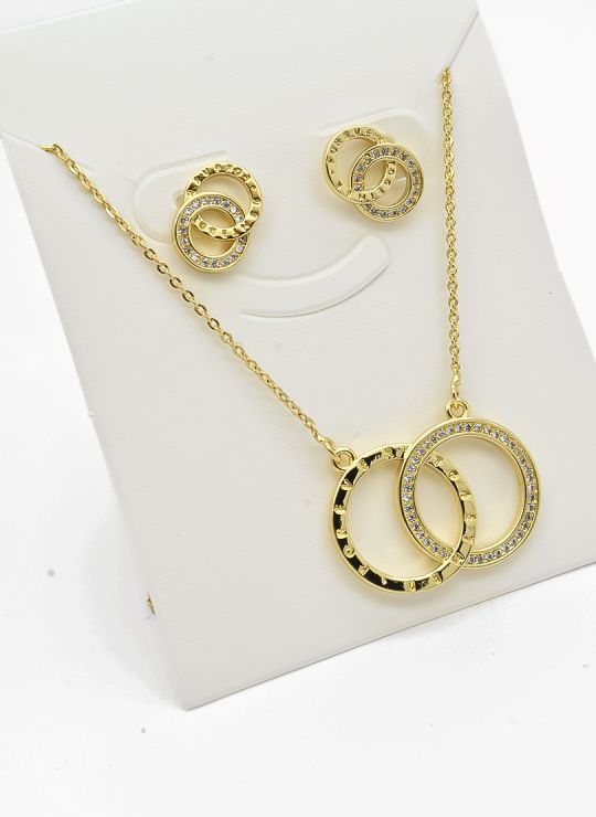 SET DE COLLAR Y DIJE EN RODIO CON MICROCIRCIONES/XUPING