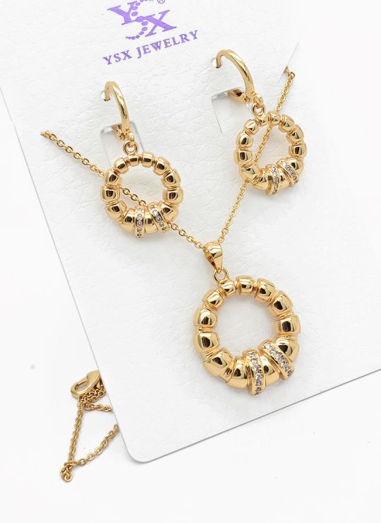 SET DE COLLAR Y DIJE EN RODIO CON MICROCIRCIONES/XUPING