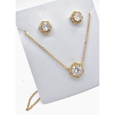 SET DE COLLAR Y DIJE EN RODIO CON MICROCIRCIONES/XUPING