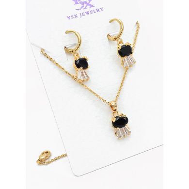 SET DE COLLAR Y DIJE EN RODIO CON MICROCIRCIONES/XUPING