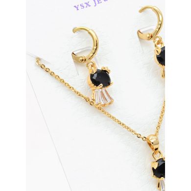 SET DE COLLAR Y DIJE EN RODIO CON MICROCIRCIONES/XUPING