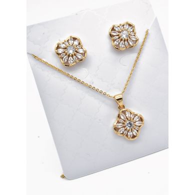 SET DE COLLAR Y DIJE EN RODIO CON MICROCIRCIONES/XUPING