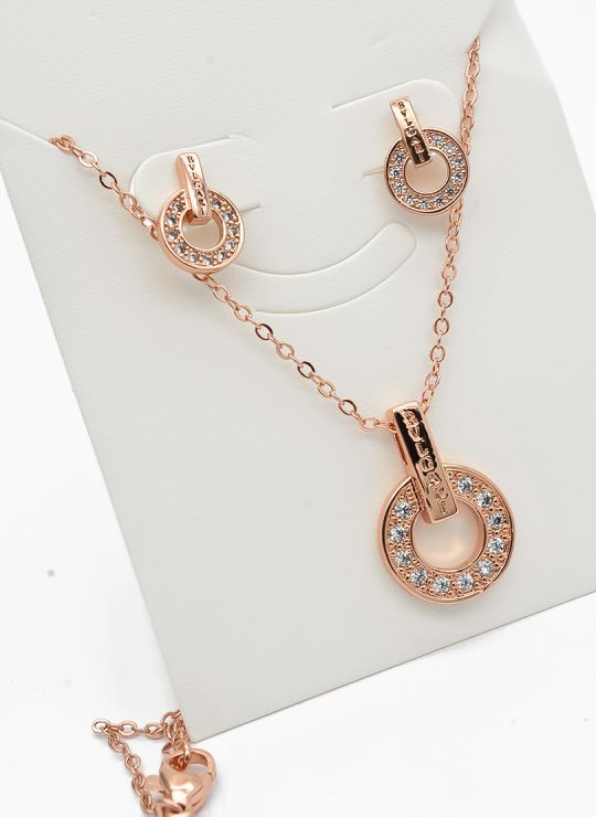 SET DE COLLAR Y DIJE EN RODIO CON MICROCIRCIONES/XUPING