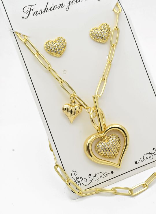 SET DE COLLAR Y DIJE EN RODIO CON MICROCIRCIONES/XUPING