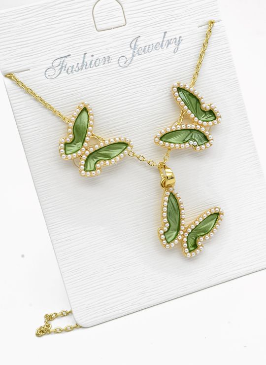 SET DE COLLAR Y DIJE EN RODIO CON MICROCIRCIONES/XUPING