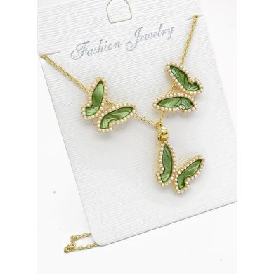 SET DE COLLAR Y DIJE EN RODIO CON MICROCIRCIONES/XUPING