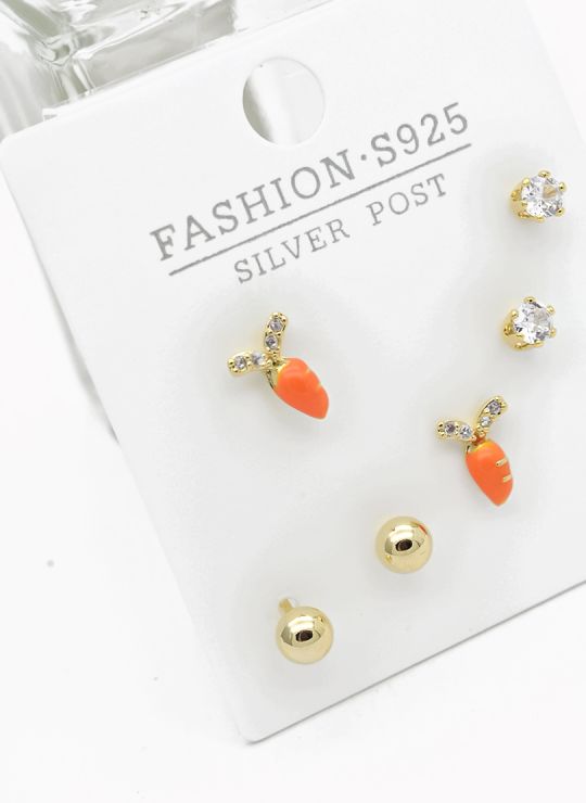 SET DE ARETES X 3 PARES RODIO XUPING /GARANTIZADO