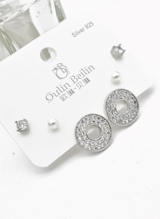 SET DE ARETES X 3 PARES RODIO XUPING /GARANTIZADO