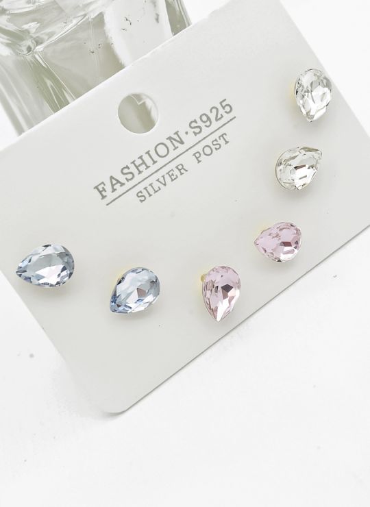 SET DE ARETES X 3 PARES RODIO XUPING /GARANTIZADO