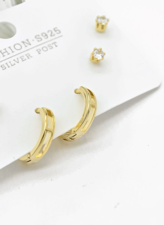 SET DE ARETES X 3 PARES RODIO XUPING /GARANTIZADO