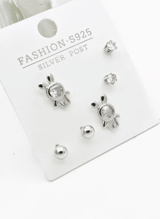 SET DE ARETES X 3 PARES RODIO XUPING /GARANTIZADO