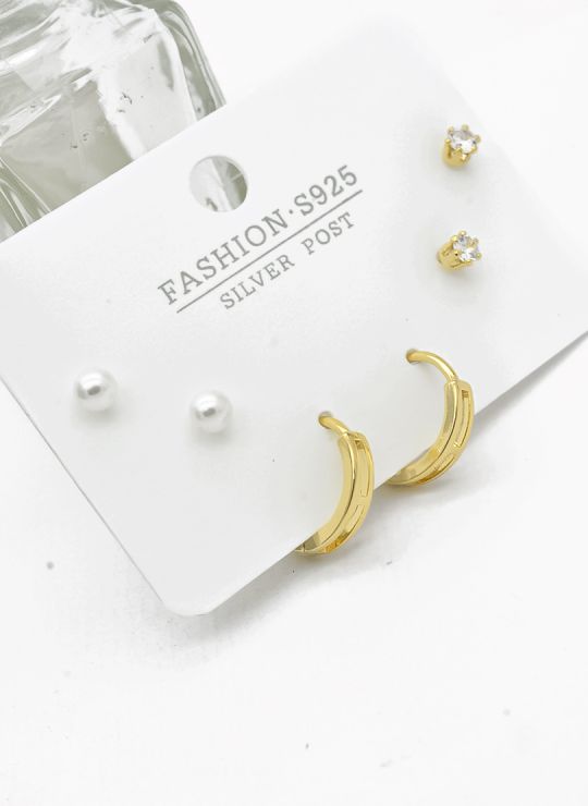 SET DE ARETES X 3 PARES RODIO XUPING /GARANTIZADO