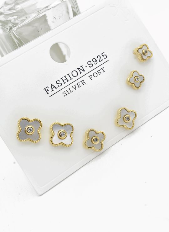 SET DE ARETES X 3 PARES RODIO XUPING /GARANTIZADO