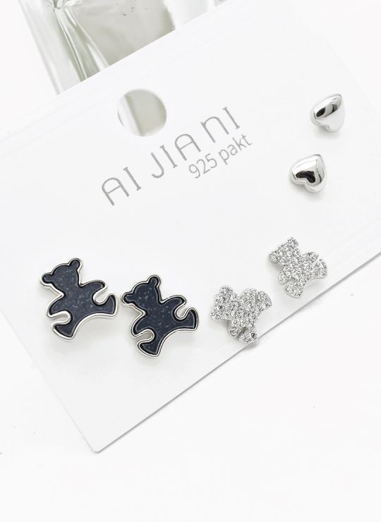 SET DE ARETES X 3 PARES RODIO XUPING /GARANTIZADO