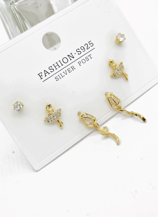 SET DE ARETES X 3 PARES RODIO XUPING /GARANTIZADO