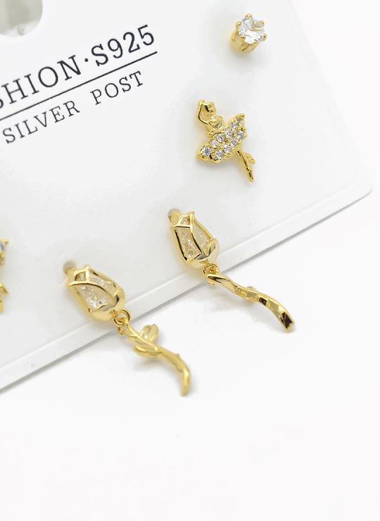 SET DE ARETES X 3 PARES RODIO XUPING /GARANTIZADO